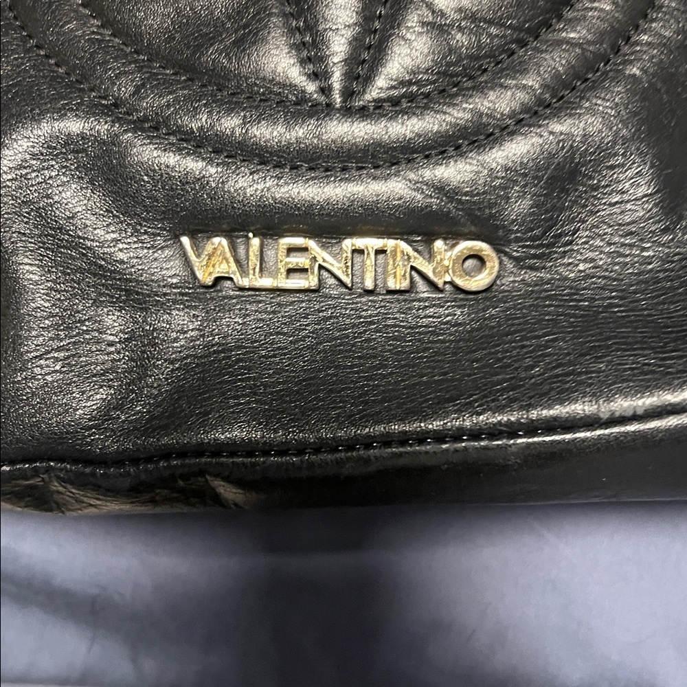 Valentino Black Leather Bag Tote with Silver Chain Straps Mario soft and slouchy - Picture 3 of 16